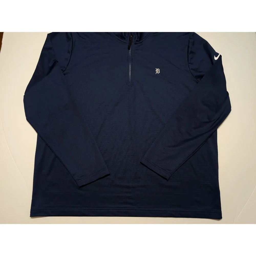 NIKE Detroit Tigers MLB Quarter Zip Pullover Mens XXL Navy Team Issue